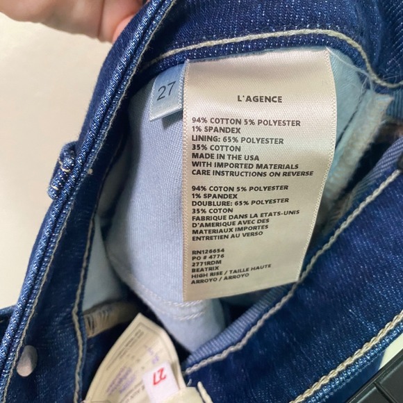 L AGENCE High Rise Beatrix Flare Bootcut Jeans Dark Wash Split Hem Size 27 - Picture 8 of 10